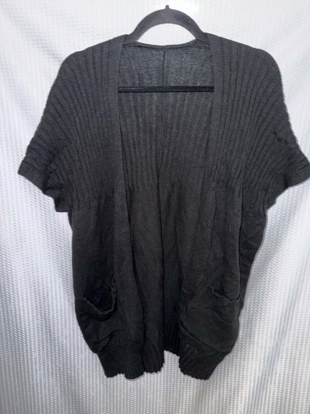 Black Ribbed Open-Front Cardigan Size S